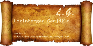 Lozinberger Gerjén névjegykártya